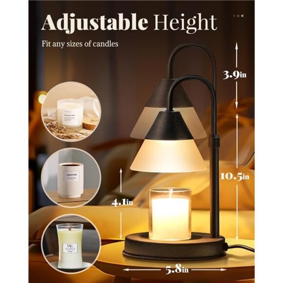 Dimmable Candle Warmer Lamp with Timer Adjustable Height, Valentines Day - Picture 5 of 7